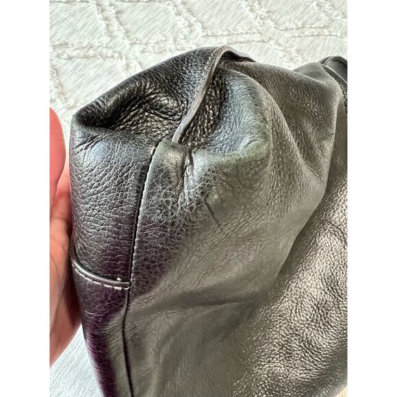 Vintage Fossil Black Cowhide Leather Crossbody Purse Satchel w Gold Hardware - Picture 3 of 15